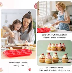 MUYULINS factory 12-cup pan, metal reinforced frame, regular size, with handle, non-stick <b>silicone</b> cake mold - Product Image 6