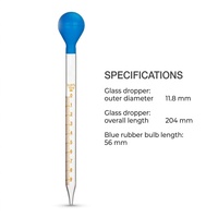 Pipette de transfert en verre graduée de 5 ml de Tiandi Lab avec bouchon en caoutchouc bleu