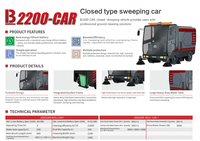 Balayeuse électrique à cabine fermée B2200-CAR, largeur de balayage 2200 mm, batterie au lithium, moteur 5000 W, machine de balayage pour aéroport