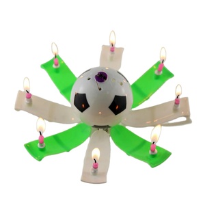 Huaming-trofeo sin humo para fiesta, vela giratoria para cupcakes, asiento redondo, música de fútbol, vela de feliz cumpleaños - Product Image 2