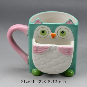 Soporte personalizado para galletas, Taza de cerámica con bolsillo para galletas, panda, perro, búho, venta al por mayor - Product Image 4