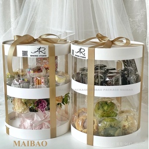 Nouveau design de haute qualité fête d'anniversaire mariage de luxe Transparent Protection de l'environnement animal de compagnie rond deux couches tasse gâteau boîte - Product Image 4