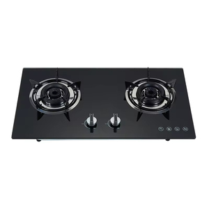 Piano Cottura a <span class=keywords><strong>Gas</strong></span> a 2 Fuochi per Uso Domestico e Commerciale, in Vetro Temperato, da Incasso, Fornello a <span class=keywords><strong>Gas</strong></span> Intelligente - Product Image 2