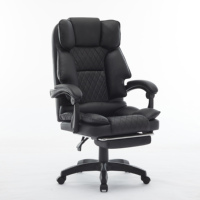 Chaise de bureau ergonomique avec support lombaire, en cuir PVC noir, inclinable, pour bureau