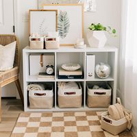 Boîtes de rangement pour vêtements en toile avec poignées en cuir, pour armoires, chambres à coucher, conteneurs multifonctionnels pliables de 10 à 20 L