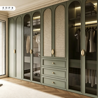 Armoire en bois massif Matcha Green, placard de chambre en aggloméré, 3 tiroirs, écologique, grande capacité, sur mesure pour la maison