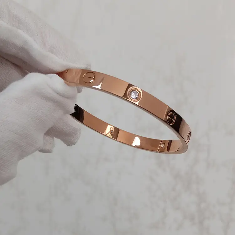 2022 new arrival moda pulseiras de alta qualidade em aço inoxidável 316 em ouro rosa de cristal pulseira jóias