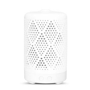 Home Mini <b>Ceramic</b> Aroma <b>Diffuser</b> Humidifier 0.5L Ultrasonic Essential Oil <b>Diffuser</b> With Night Light White Base - Product Image 1