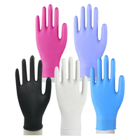 Le moins cher de haute qualité couleur rose blanc noir bleu rouge pleine texture doigt texture texture mixte gants en nitrile