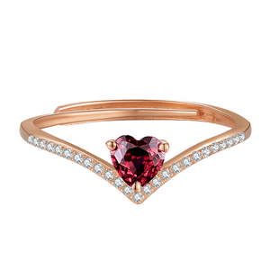 Red <b>Garnet</b> Heart Shape Engagement Wedding <b>Ring</b> 925 Sterling <b>Silver</b> Gold Plated Party Women's Jewelry <b>Rings</b> - Product Image 1
