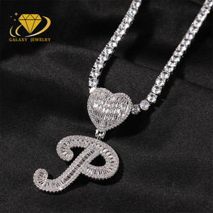 Nombre inicial personalizado Pass Diamond Tester Shinning Iced Out Jewelry Baguette Moissanite 925 Sterling Silver Men Letters Pendant - Product Image 1