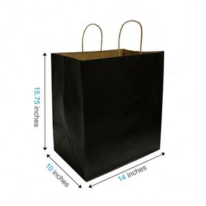 Bolsas de Papel Kraft Negras con Asas Retorcidas de 14x10x15.75 Pulgadas - Product Image 1