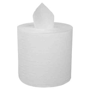 Serviette en papier commerciale vierge blanche enroulée à la main, 34 g/m², 7,75 pouces x 800 pieds, noyau intérieur de 5 cm, 6 rouleaux par carton - Product Image 2