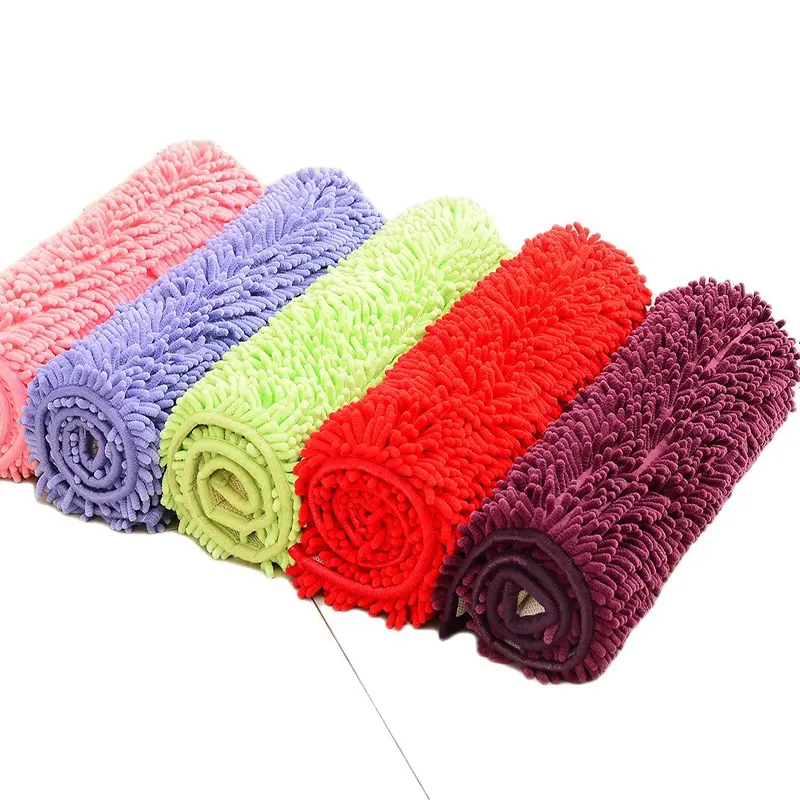 Custom Cheap Soft Non Slip Super Absorbent Fluffy Microfiber Chenille Bath Mat Rug Chenille Carpet Carpet for Bathroom Rug