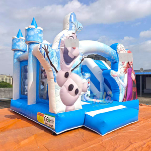 Château gonflable personnalisé Elsa bleu glace pour fête, château gonflable princesse avec toboggan intérieur - Product Image 2