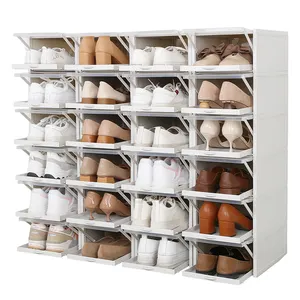 Haixin-organizador de zapatos apilable, contenedor tipo cajón, grande, 3 unidades, caja de almacenamiento de zapatos, Material plástico