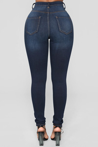 Pantalon en <span class=keywords><strong>jean</strong></span> taille haute pour femmes Streetwear sexy <span class=keywords><strong>Jean</strong></span> en denim skinny pour femmes Pantalon bleu skinny - Product Image 4