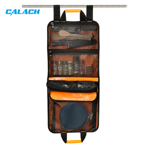 Custom Canvas Outdoor Travel Tableware Storage Bag Portable Cookware Travel <strong>Bbq</strong> Camp Hanging Roll Bag for <strong>Camping</strong> - Product Image 1