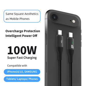 <span class=keywords><strong>C</strong></span>âble de charge rapide Type <span class=keywords><strong>C</strong></span> à arrêt automatique, design carré esthétique, protection de la batterie pour iPhone, Samsung, ordinateurs portables - Product Image 4