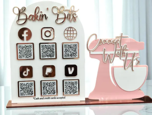 Letrero de Acrílico con Código QR, Personalizable con Iconos para Múltiples Redes Sociales, Apto para Panaderías - Product Image 3