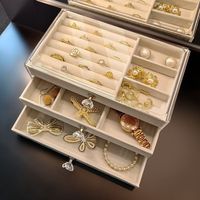 Organisateur multi-niveaux, design de tiroir personnalisable, grande capacité, protection anti-oxydation, boîte de rangement pour boucles d'oreilles, bagues, bracelets