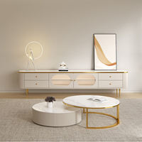 Table basse moderne en bois avec côtés en fil de fer, hauteur réglable, meubles ronds empilables portables pour salon