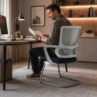 Chaise d'invité en maille à dossier lamellé avec accoudoirs à boucle fixe, empilable, base chenille, pour formation, réception et conférence