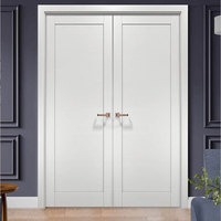 Porte double de salle de bain intérieure blanche en bois dépoli fabrication bois porte française personnalisable