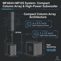 Sistema de Sonido Profesional de Columna, 4 Altavoces Line Array Pasivos de 6.5 Pulgadas y Subwoofer Activo de 12 Pulgadas, Conjunto de Altavoces PA para Bodas e Iglesias