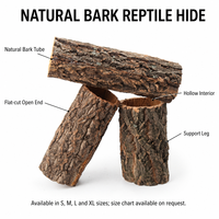 YAOYUE Cachette Naturelle en Écorce pour Reptiles, Fait Main, Grotte Creuse en Écorce d'Arbre pour Gecko, Lézard, Serpent S-XL