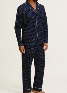 <span class=keywords><strong>Pyjama</strong></span> en tissu naturel à motif personnalisé, vêtements de nuit décontractés pour hommes, ensemble chemise et pantalon pour garçons, <span class=keywords><strong>pyjama</strong></span> en coton sergé à imprimé cœur pour hommes - Product Image 3