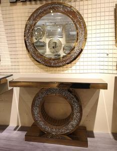 Factory Custom Modern Luxury Glass Crystal <strong>Gold</strong> <strong>Console</strong> <strong>Table</strong> with Mirror - Product Image 5