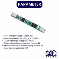 Carte de protection BMS PCB 1S 3A 3.7V avec montage à souder L40xW4xT3mm pour module de charge de cellule de batterie Li-ion 18650
