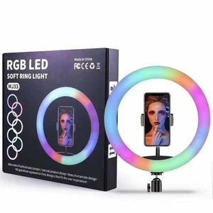 Atacado de 10 polegadas rgb 26cm led anel fotografia luz enchimento múltipla cor luz anel luz com tripé suporte