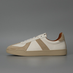 Zapatillas Deportivas de Piel Auténtica Color Beige Blanco, con Cordones, Punta Redonda, Transpirables, para Todas las Temporadas, Zapatos Casuales para Hombre - Product Image 1