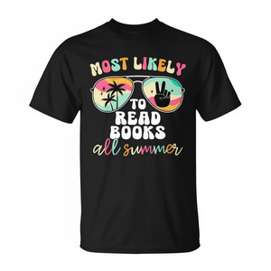 Camiseta con la frase «Más probables de leer libros durante todo el verano» para profesores y estudiantes - Product Image 2
