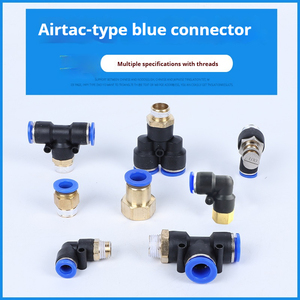 Airtac Type Blue PC8 02 חוט זכר פליז + פלסטיק 8mm שסתום מצערת צינור פנאומטי דחיפה מהירה - Product Image 2