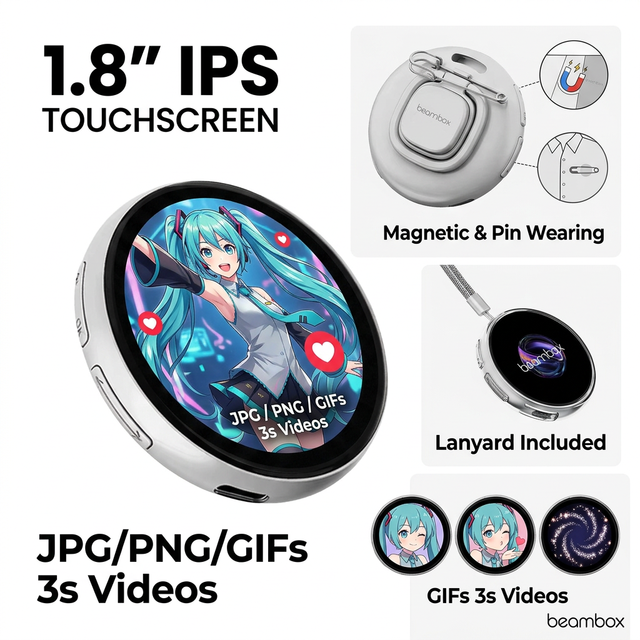 Beambox Nikko Funny Photo Move Frame Cute Image and 10s Video LED Accessory Anime Peripheral Display Photo Move Frame E-Badge