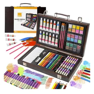 73 Peça Premium Pintura e Desenho Art Supplies Kit para Crianças Caso De Madeira