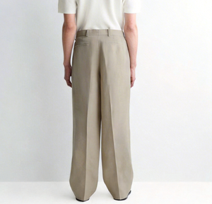 <span class=keywords><strong>Pantalon</strong></span> en lin uni personnalisé pour homme, coupe droite, tailleur, léger, rétro, plissé, taille haute, idéal pour l'été - Product Image 2