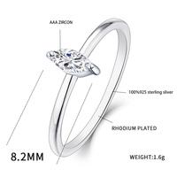 Bagues en argent sterling 925 de style minimaliste pour femmes Bague fine incrustée de zircons simple oeil de cheval Personnalisation en gros