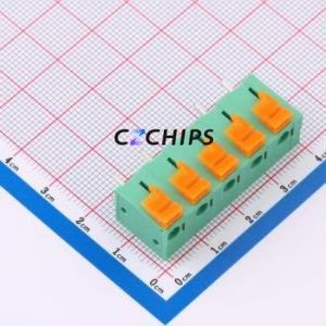 MX142V-7.62-05P-GN01-Cu-A Spring Terminal Block Through hole Component (THT),P=7.62mm Connector 1x5P 7.62mm Green Through Hole - Product Image 1