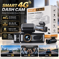 Caméra embarquée 4G avec enregistrement vidéo 2K, GPS, caméra avant/arrière, contrôle par application, surveillance à distance, enregistrement en boucle automatique pour l'Asie et l'Europe