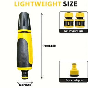 High Pressure Water Gun Nozzle Yellow Plastic Manual Car <b>Washer</b> Spray Head With Connectors For Vehicle Cleaning - Product Image 3