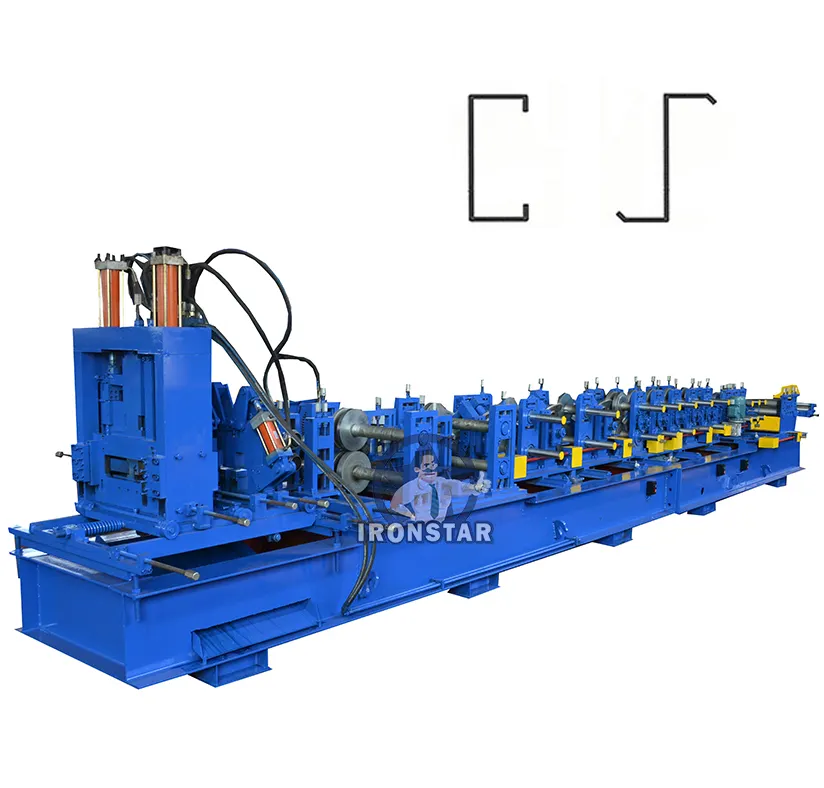 Zed used z purlin cold forming machine C80 Z120 300 roll form galvanized c shaped steel