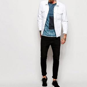 เสื้อยืดแขนสั้นผู้ชายคุณภาพสูงลายปะติดปะต่อสำหรับฤดูร้อน ขายส่ง เสื้อยืดลายพิมพ์ยีนส์ชายเสื้อแบบพิเศษ รับสกรีนโลโก้ - Product Image 3