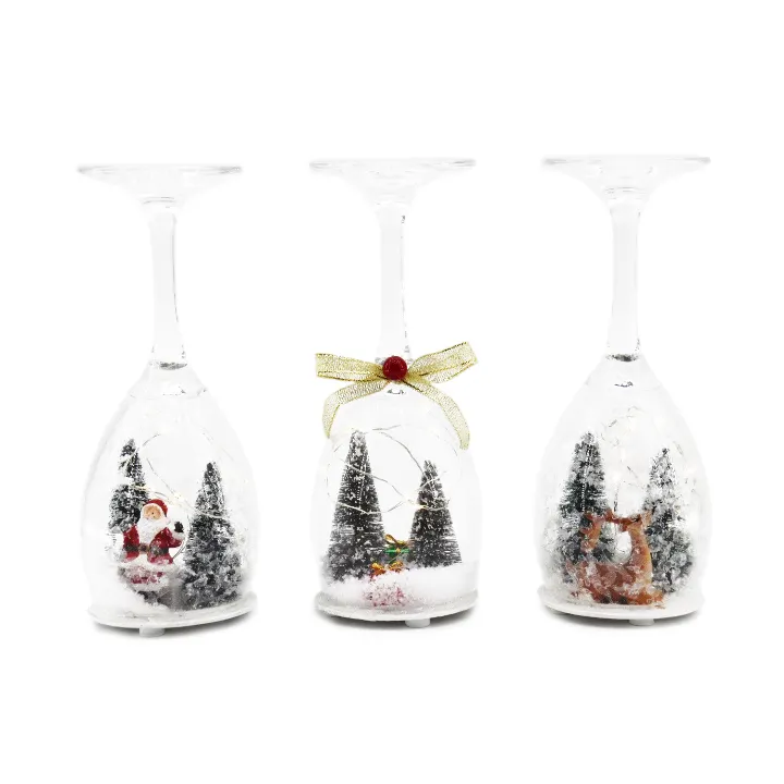 Christmas Art Clear Glass With Christmas Tree House Decoration Led Light Creative Gift Decoration