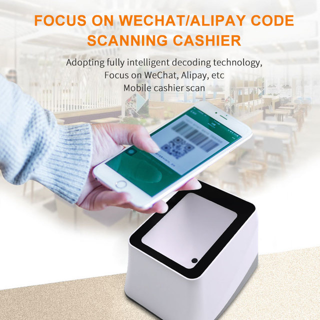 2D Desktop Barcode Scanner Module with NFC Payment Industrial QR Code Reader for POS System & Retail Automation (Metal Case)