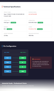 Cable de Consola Industrial USB-C a RJ45 8P8C |   Adaptador FT232RL RS485, Cable de Carga Rápida de Cobre Puro de 2 m con Chips Personalizables - Product Image 6