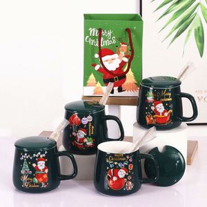 Christmas Santa Cartoon Ceramic Mug Coffee Cup <b>Gift</b> <b>Set</b> With Wood Lid Capacity Santa Claus Elk Design New Decorations - Product Image 4